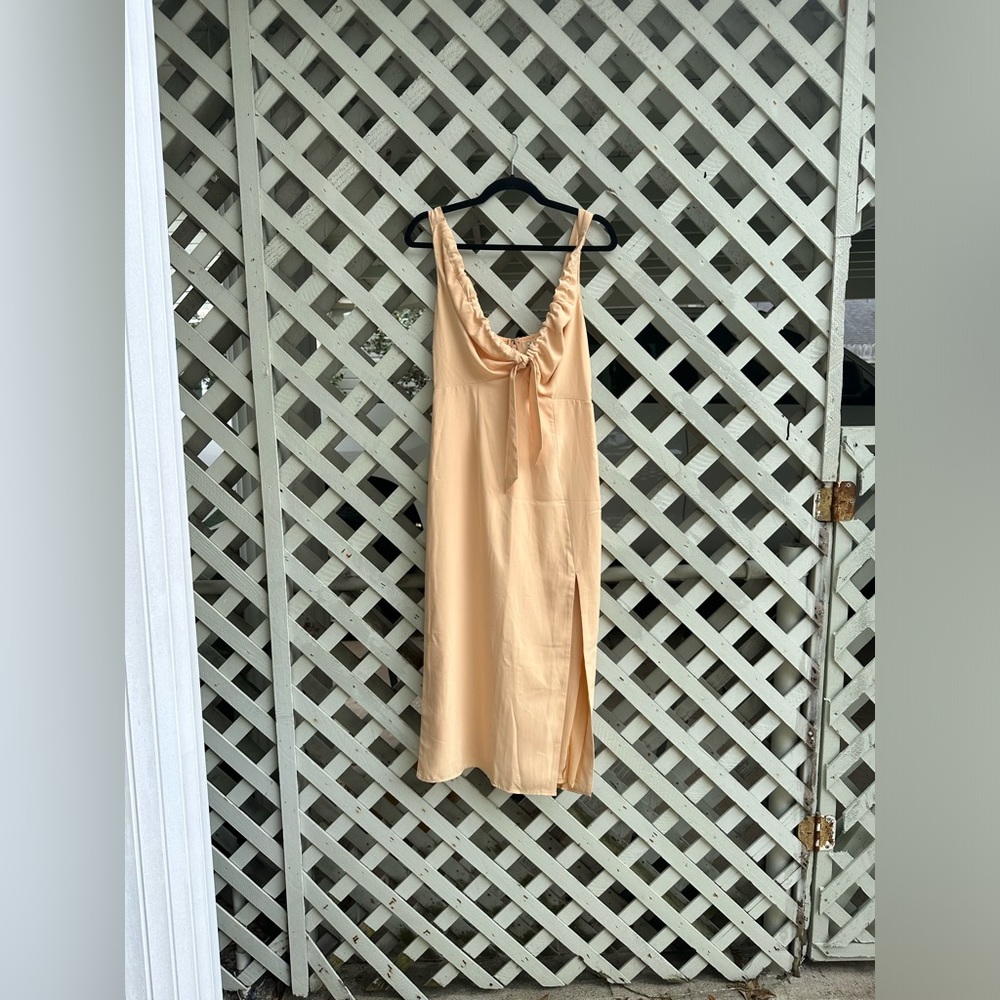 Abercrombie & Fitch Cinched Neck Slip Midi Dress